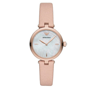  Shop Authentic Emporio Armani Arianna Mother of Pearl Dial Pink Leather Strap Watch For Women - AR11199 - Luxxuri