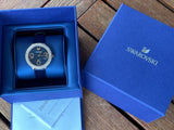  Shop Authentic Swarovski Crystal Frost Blue Dial Blue Leather Strap Watch for Women - 5484061 - Luxxuri