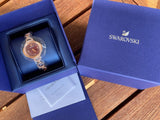  Shop Authentic Swarovski Crystal Flower Red Dial Rose Gold Steel Strap Watch for Women - 5552783 - Luxxuri