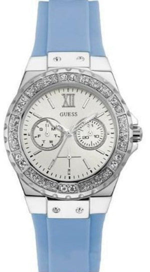  Shop Authentic Guess Limelight Crystals White Dial Blue Rubber Strap Watch for Women - W1053L5 - Luxxuri