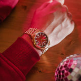  Shop Authentic Citizen Tsuyosa Automatic Red Dial Gold Steel Strap Watch For Men - NJ0153-82X - Luxxuri