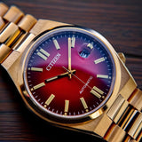  Shop Authentic Citizen Tsuyosa Automatic Red Dial Gold Steel Strap Watch For Men - NJ0153-82X - Luxxuri