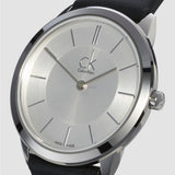  Shop Authentic Calvin Klein Minimalist White Dial Black Leather Strap Watch for Men - K3M211C6 - Luxxuri