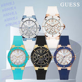  Shop Authentic Guess Overdrive White Dial Turquoise Rubber Strap Watch for Women - W0149L3 - Luxxuri