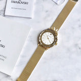  Shop Authentic Swarovski Octea Nova Silver Dial Gold Mesh Bracelet Watch for Women - 5430417 - Luxxuri