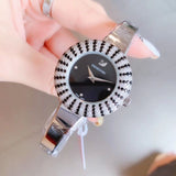 Shop Authentic Swarovski Crystal Rose Black Dial Silver Steel Strap Watch for Women - 5484076 - Luxxuri
