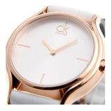  Shop Authentic Calvin Klein Skirt White Dial White Leather Strap Watch for Women - K2U236K6 - Luxxuri