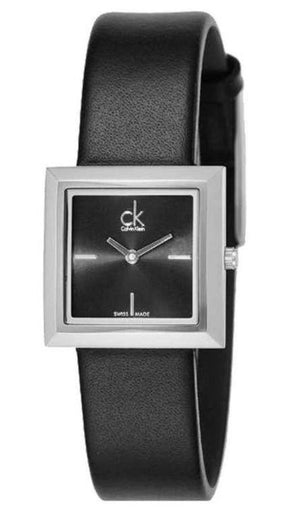  Shop Authentic Calvin Klein Mark Black Dial Black Leather Strap Watch for Women - K3R231C1 - Luxxuri