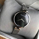  Shop Authentic Calvin Klein Authentic Black Dial Silver Mesh Bracelet Watch for Women - K8G23121 - Luxxuri