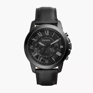  Shop Authentic Fossil Grant Chronograph Black Dial Black Leather Strap Watch for Men - FS5132 - Luxxuri