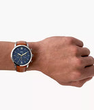  Shop Authentic Fossil Neutra Chronograph Blue Dial Brown Leather Strap Watch for Men - FS5453 - Luxxuri