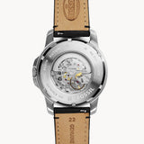  Shop Authentic Fossil Grant Automatic Skeleton White Dial Black Leather Strap Watch for Men - ME3101 - Luxxuri