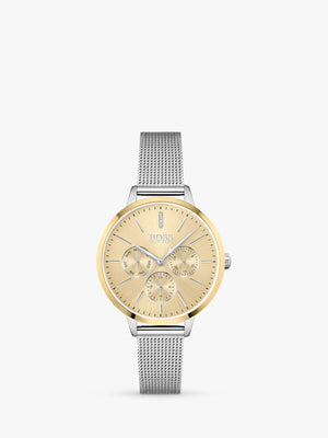  Shop Authentic Hugo Boss Symphony Gold Dial Silver Mesh Bracelet Watch for Women - 1502600 - Luxxuri