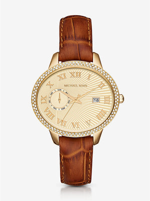  Shop Authentic Michael Kors Whitley Quartz Gold Dial Brown Leather Strap Watch For Women - MK2428 - Luxxuri