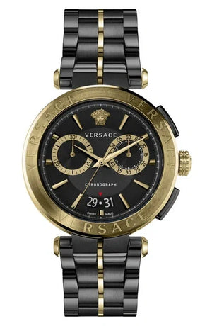 Shop Authentic Versace Aion Chronograph Black Dial Black Steel Strap Watch for Men - VE1D01620 - Luxxuri