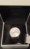  Shop Authentic Calvin Klein Minimal Silver Dial Brown Leather Strap Watch for Men - K3M211G6 - Luxxuri