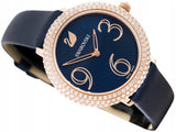  Shop Authentic Swarovski Crystal Frost Blue Dial Blue Leather Strap Watch for Women - 5484061 - Luxxuri
