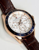  Shop Authentic Tommy Hilfiger Luke Quartz White Dial Brown Leather Strap Watch for Men - 1791118 - Luxxuri