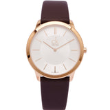  Shop Authentic Calvin Klein Minimal White Dial Brown Leather Strap Watch for Men - K3M216G6 - Luxxuri