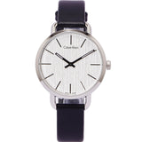  Shop Authentic Calvin Klein Even Silver Black Leather Strap Watch for Women - K7B231C6 - Luxxuri