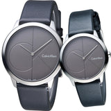  Shop Authentic Calvin Klein Minimal Grey Dial Black Leather Strap Watch for Men - K3M221C3 - Luxxuri