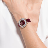  Shop Authentic Swarovski Crystalline Aura Red Dial Red Leather Strap Watch for Women - 5558637 - Luxxuri