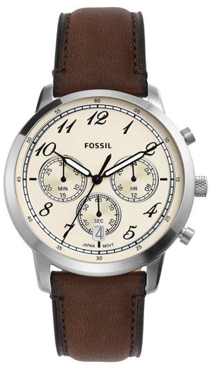  Shop Authentic Fossil Neutra Chronograph White Dial Brown Leather Strap Watch for Men - FS6022 - Luxxuri