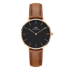  Shop Authentic Daniel Wellington Classic Petite Durham Black Dial Brown Leather Strap Watch For Women - DW00100166 - Luxxuri