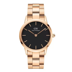  Shop Authentic Daniel Wellington Iconic Link Black Dial Rose Gold Steel Strap Watch for Women - DW00100210 - Luxxuri