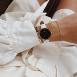  Shop Authentic Daniel Wellington Classic Petite Bondi Black Dial White Leather Strap Watch For Women - DW00100283 - Luxxuri