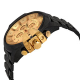  Shop Authentic Diesel Mega Chief Chronograph Gold Dial Black Steel Strap Watch For Men - DZ4485 - Luxxuri