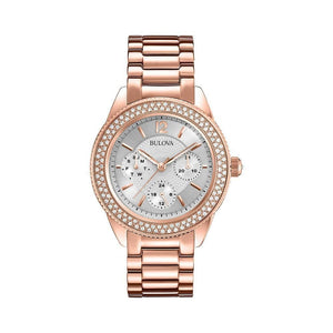  Shop Authentic Bulova Crystal Silver Dial Rose Gold Steel Strap Watch for Women - 97N101 - Luxxuri