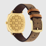  Shop Authentic Gucci Grip Disney Mickey Mouse Gold Dial Brown Leather Strap Watch For Women - YA157420 - Luxxuri