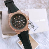  Shop Authentic Michael Kors Dylan Chronograph Black Dial Black Rubber Strap Watch For Women - MK8557 - Luxxuri