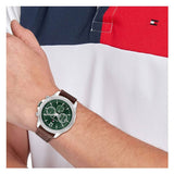  Shop Authentic Tommy Hilfiger West Chronograph Blue Dial Brown Leather Strap Watch For Men - 1791712 - Luxxuri
