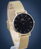  Shop Authentic Daniel Wellington Classic Petite Black Dial Gold Mesh Bracelet Watch For Women - DW00100347 - Luxxuri