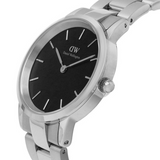  Shop Authentic Daniel Wellington Iconic Link Black Dial Silver Steel Strap Watch for Women - DW00100204 - Luxxuri