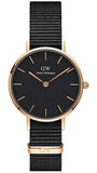  Shop Authentic Daniel Wellington Petite Cornwall Black Dial Black Nylon Strap Watch for Women - DW00100247 - Luxxuri