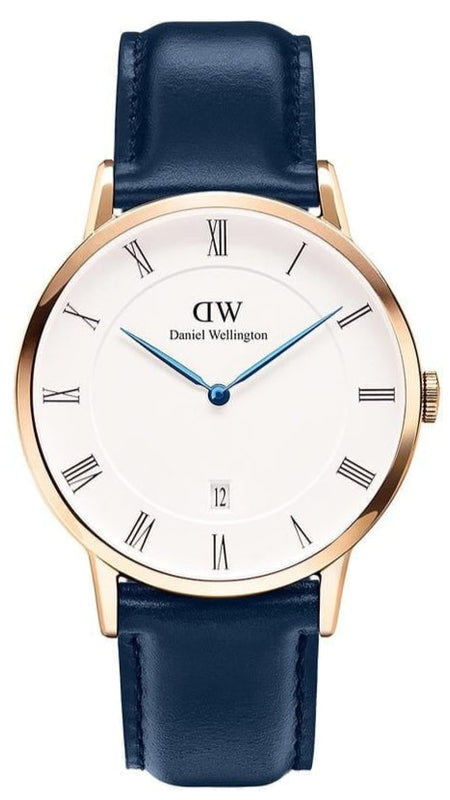  Shop Authentic Daniel Wellington Dapper Somerset White Dial Blue Leather Strap Watch For Men - DW00100193 - Luxxuri