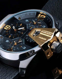  Shop Authentic Diesel Uber Chief Two Hand Black Dial Black Leather Strap Watch For Men - DZ7377 - Luxxuri