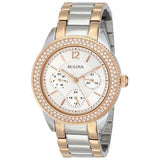  Shop Authentic Bulova Crystal Collection Silver Dial Two Tone Steel Strap Watch for Women - 98N100 - Luxxuri