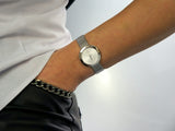  Shop Authentic Calvin Klein Firm White Dial Silver Mesh Bracelet Watch for Women - K3N23126 - Luxxuri