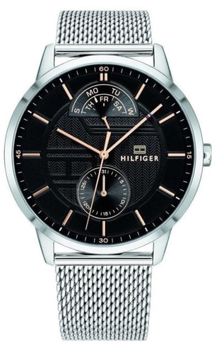  Shop Authentic Tommy Hilfiger Hunter Quartz Black Dial Silver Steel Strap Watch for Men - 1791610 - Luxxuri