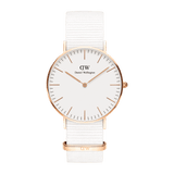  Shop Authentic Daniel Wellington Classic Dover White Dial White Nylon Strap Watch For Women - DW00100309 - Luxxuri