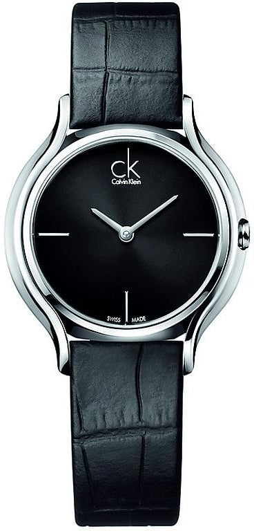  Shop Authentic Calvin Klein Skirt Black Dial Black Leather Strap Watch for Women - K2U231CS - Luxxuri