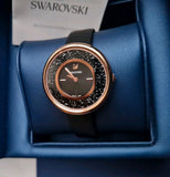  Shop Authentic Swarovski Crystalline Pure Black Dial Black Leather Strap Watch for Women - 5275043 - Luxxuri