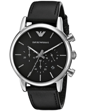  Shop Authentic Emporio Armani Classic Chronograph Black Dial Black Leather Strap Watch For Men - AR1733 - Luxxuri