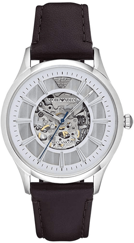  Shop Authentic Emporio Armani Meccanico White Dial Brown Leather Strap Watch For Men - AR1946 - Luxxuri