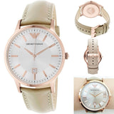  Shop Authentic Emporio Armani Classic Quartz Silver Dial Beige Leather Strap Watch For Men - AR2464 - Luxxuri