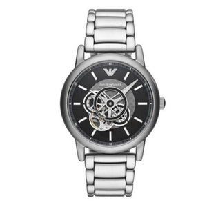  Shop Authentic Emporio Armani Meccanico Automatic Skeleton Black Dial Silver Steel Strap Watch For Men - AR60021 - Luxxuri